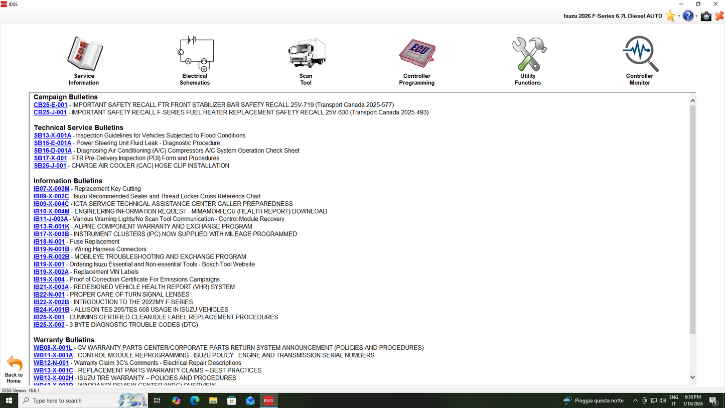 Isuzu IDSS USA 1/2026 Diagnostic Service System
