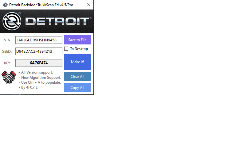 Detroit Backdoor PASSWORD VIN Seed Programs V. 4.5