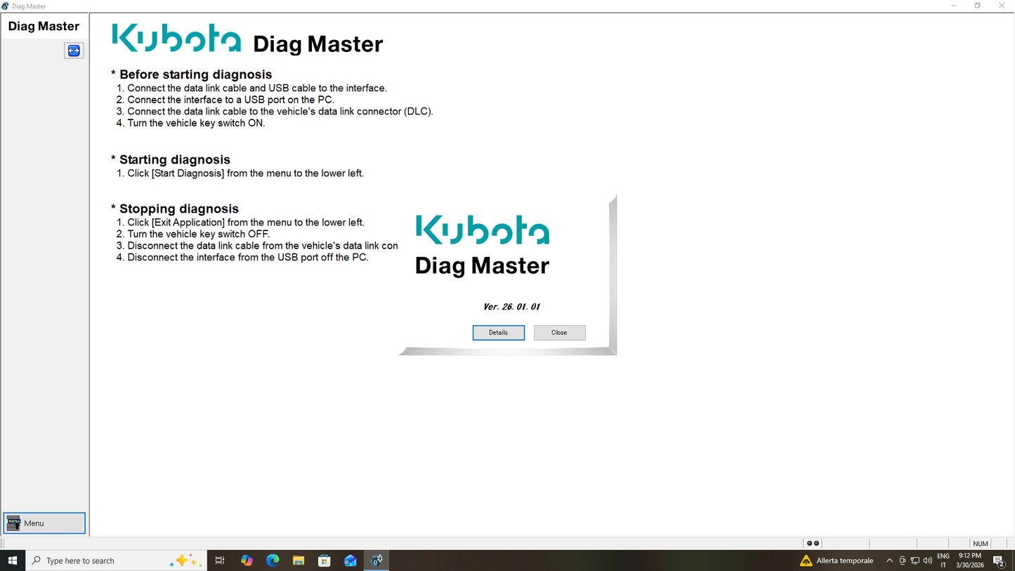KUBOTA DIAGMASTER 26.1.1.0 +kubota gasoline serv. tool 2026