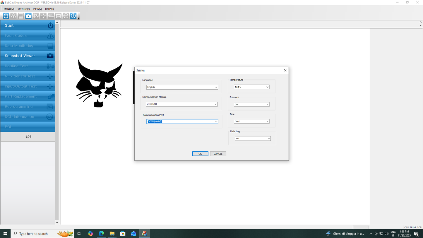 BOBCAT ENGINE ANALYZER DCU 03.19 (2025)