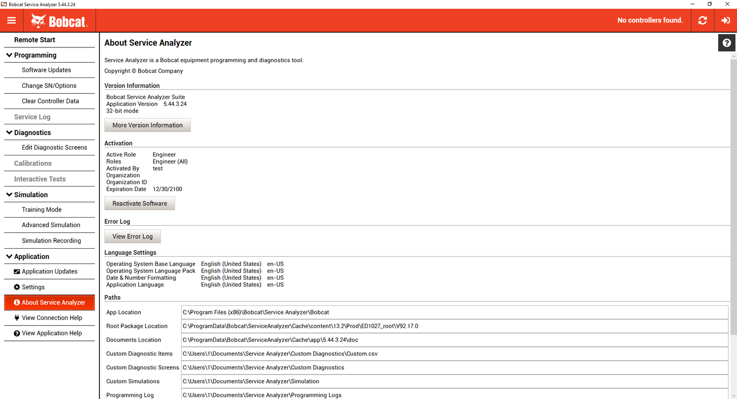 Bobcat Service Analyzer v5.44.3.24 4/2026  Diagnostic Tool