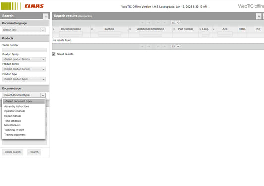 CLAAS WebTIC Offline EN 04.2026 Operator Schematic Repair Technical Documentation