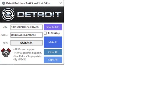 Detroit Backdoor PASSWORD VIN Seed Programs V. 4.5