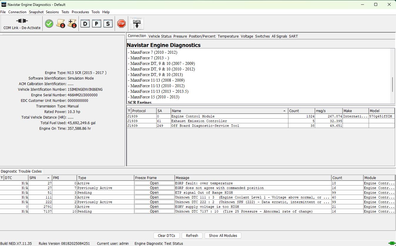 International NED 7.11.35 10.2025 Engine Diagnostics