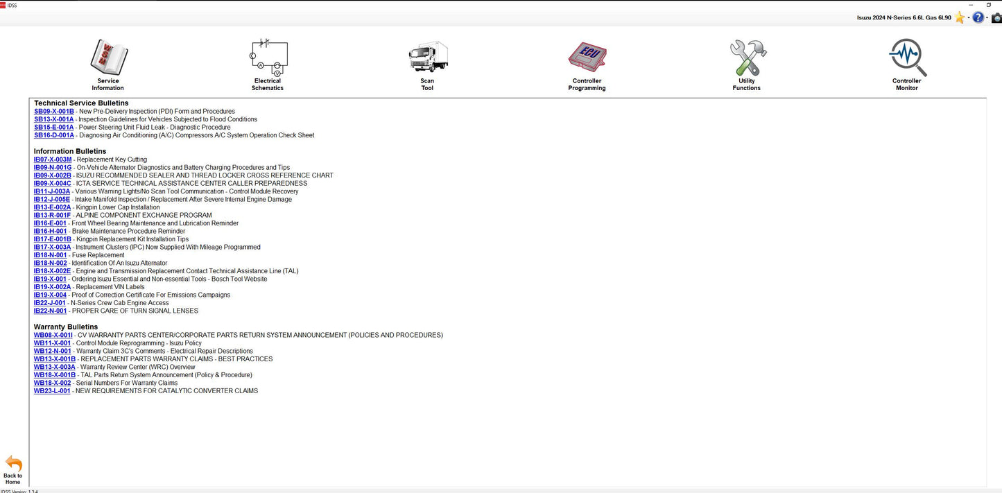 Isuzu IDSS USA 7/2024 Diagnostic Service System