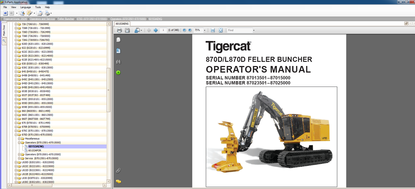 Tigercat EPC 06.2024 Spare Parts Catalog & Service Operator Manuals VMWARE