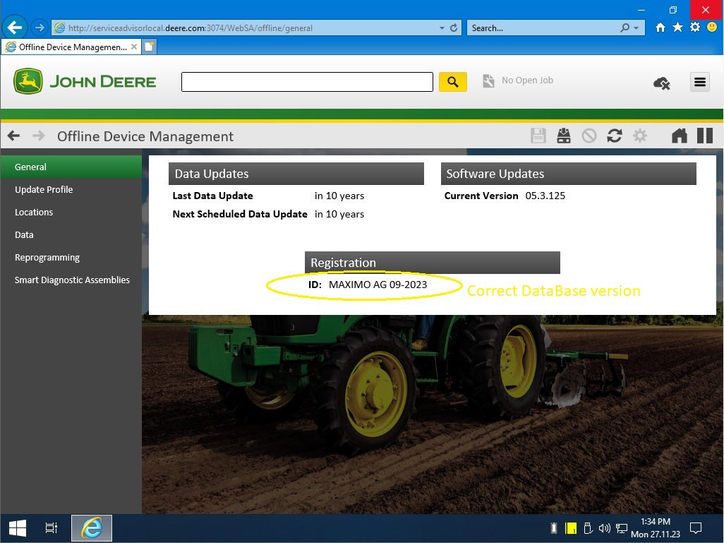 John Deere Service Advisor AG 2023-09 Virtual Machine