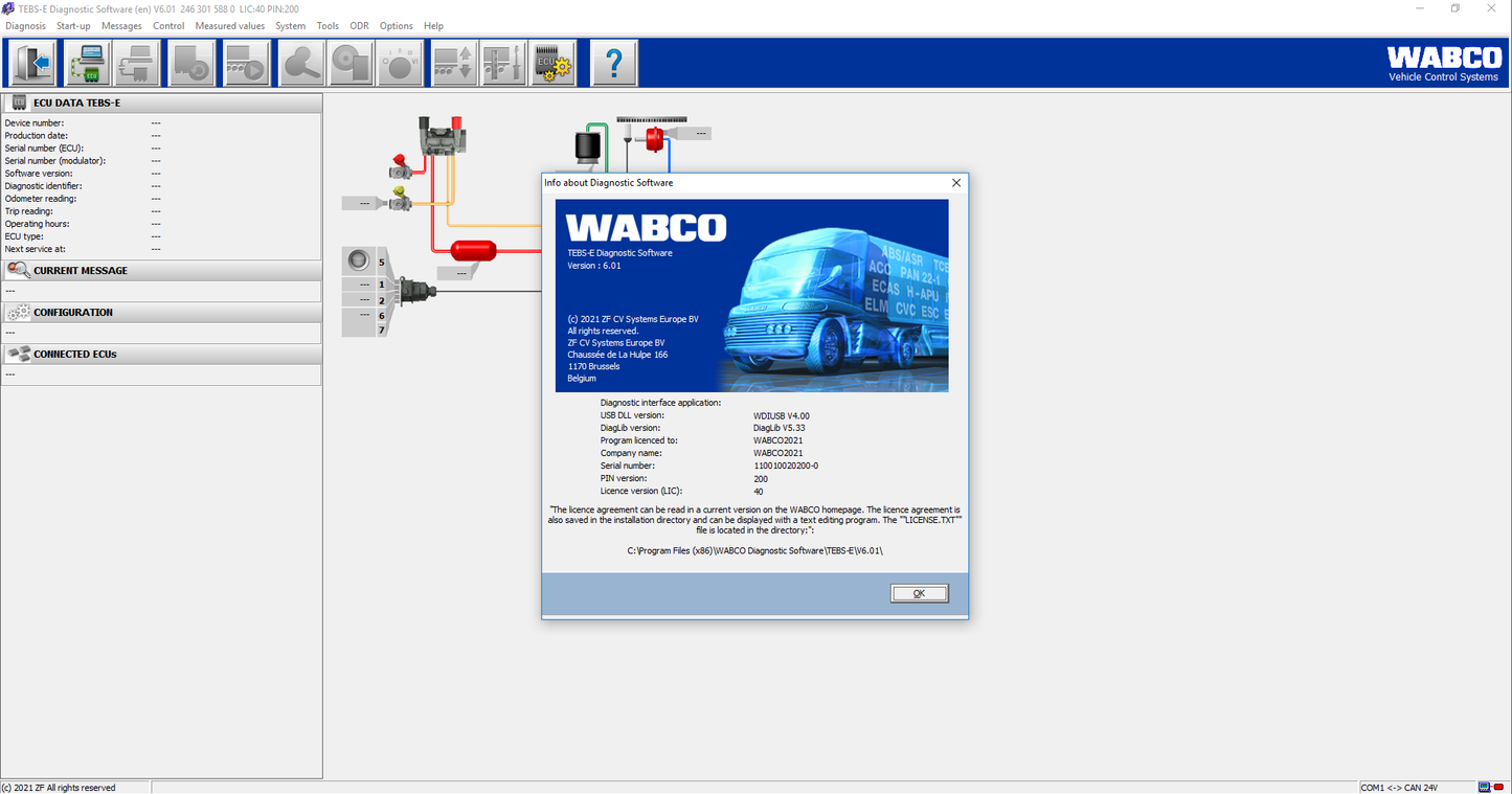 Wabco TEBS-E 6.06+ pins calculator.