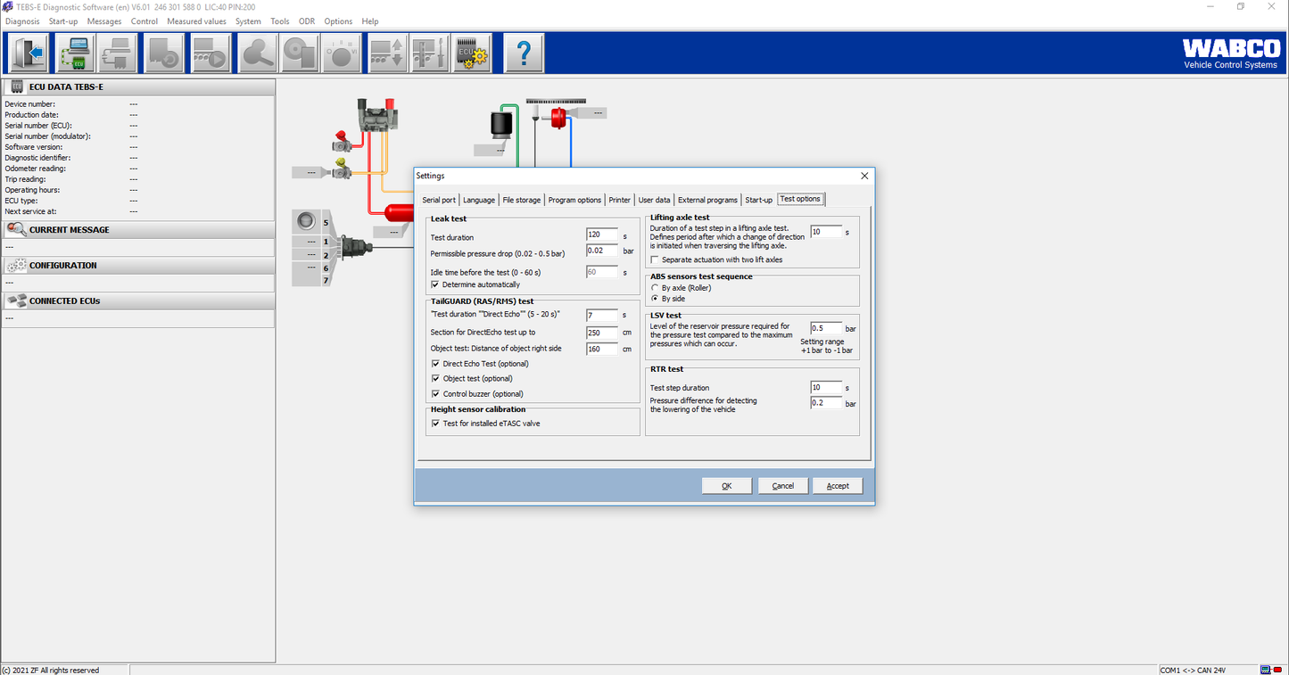 Wabco TEBS-E 6.06+ pins calculator.