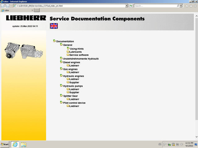 Liebherr Lidos Offline 2022-04 Parts + Service installed in VMWare