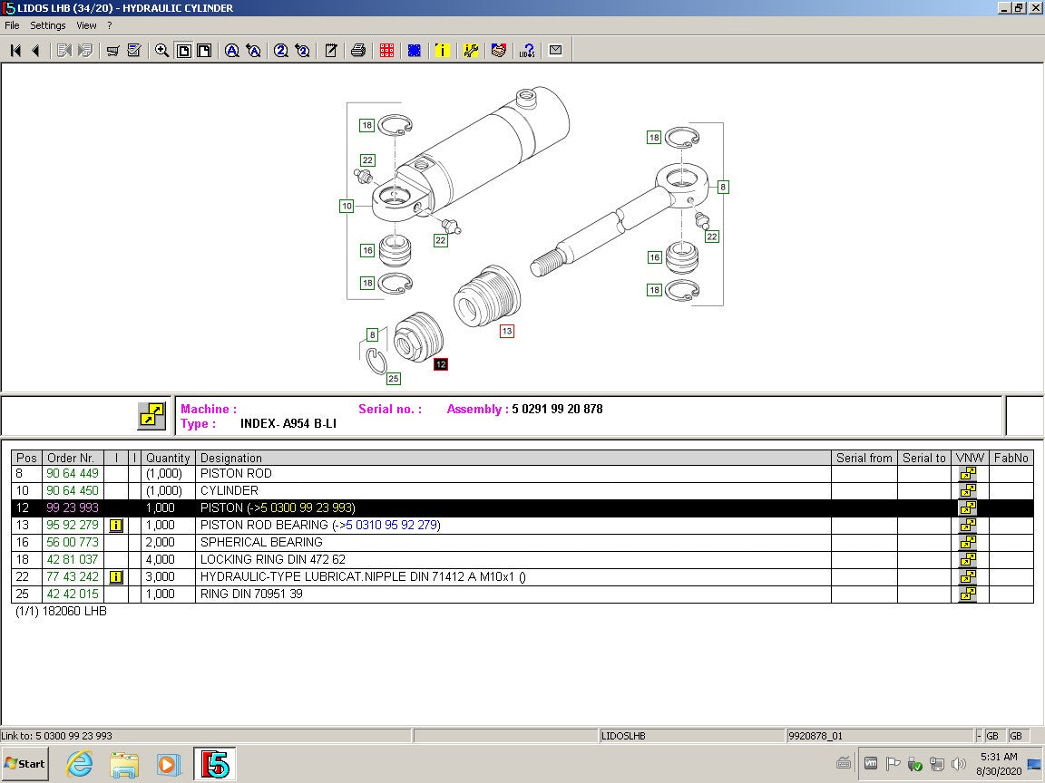 Liebherr Lidos Offline 2022-04 Parts + Service installed in VMWare